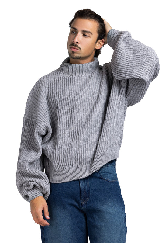RIP KNIT TURTLENECK (LIGHT GREY)