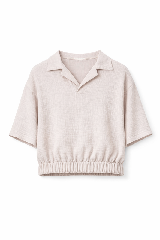 CRINKLE POLO NECK SHIRT