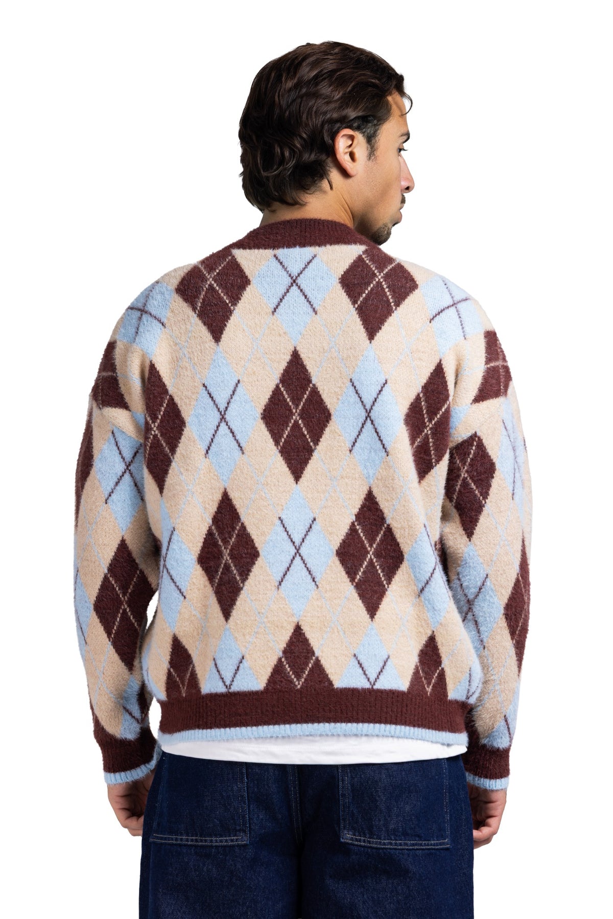 Argyle Quarter Zipper (Baby Blue)