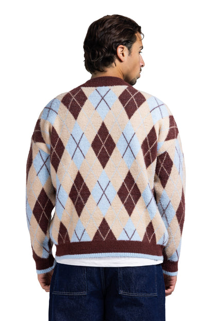 Argyle Quarter Zipper (Baby Blue)