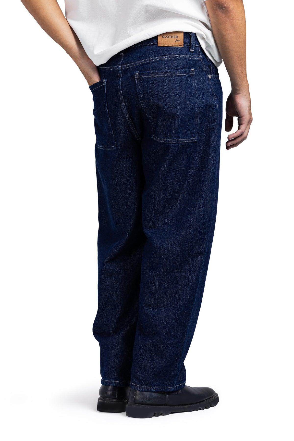 Tapered Baggy Denim  (Washed Black)
