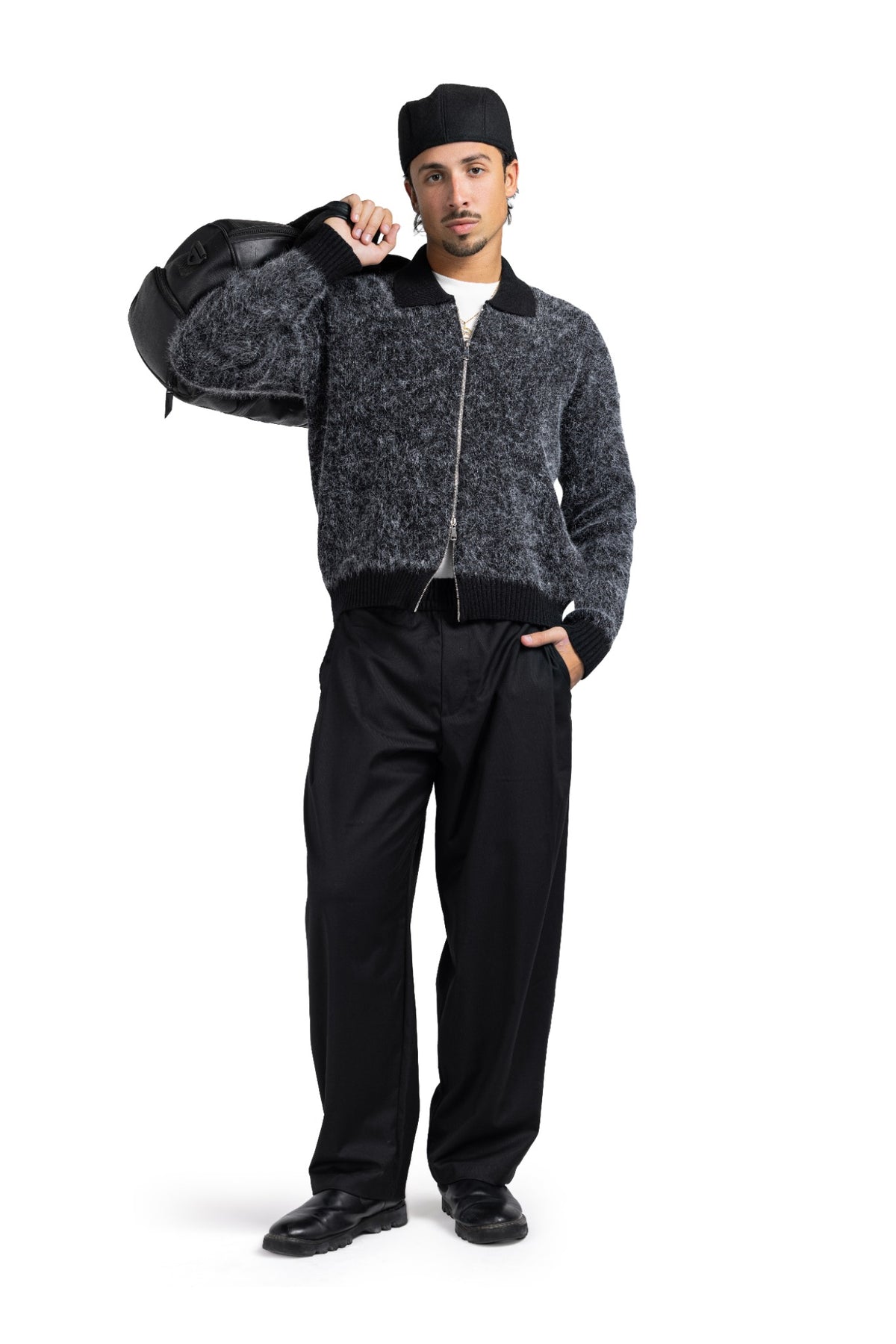 Cat Fur double Zipper Cardigan