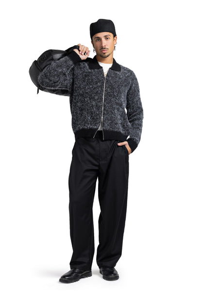 Cat Fur double Zipper Cardigan