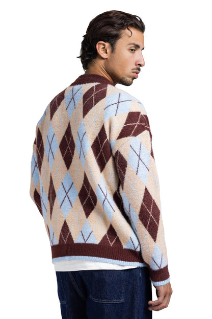 Argyle Quarter Zipper (Baby Blue)